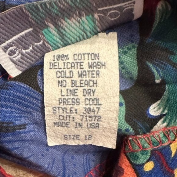 Vintage 90s Anne Savoy Red Floral Prairie Dress Girls 12 - Picture 12 of 12